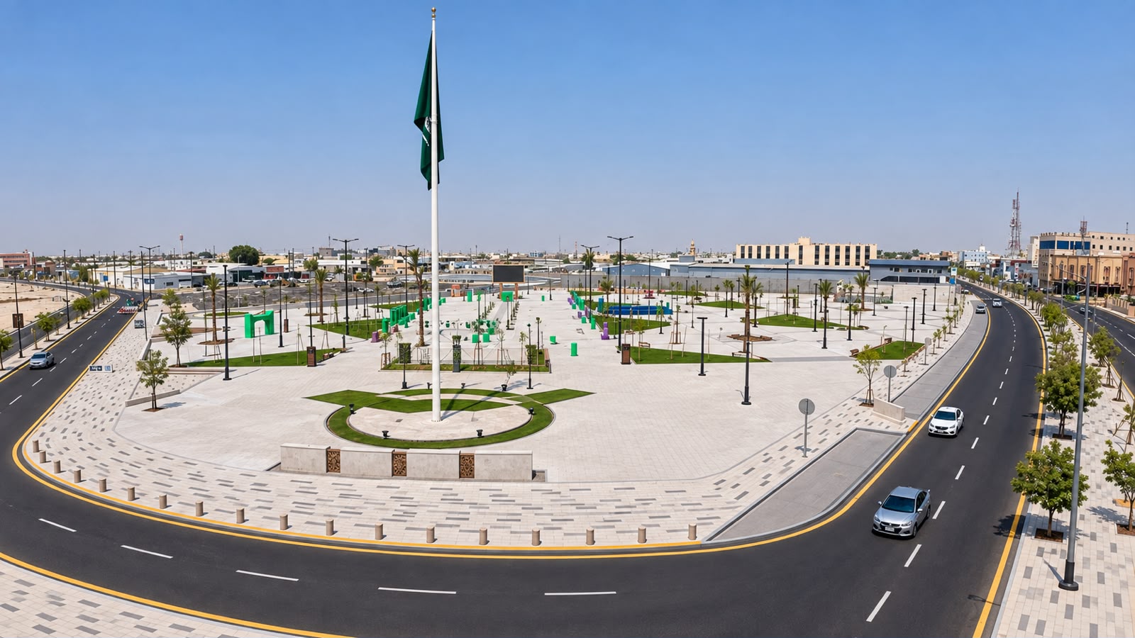أمانة الشرقية تدشن تجريبيًا (واجهة بقيق للاحتفالات) بالتزامن مع اليوم الوطني